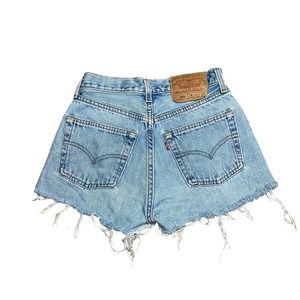 Vintage 501 Button Fly Levi’s Distressed Light Wash Denim Shorts
